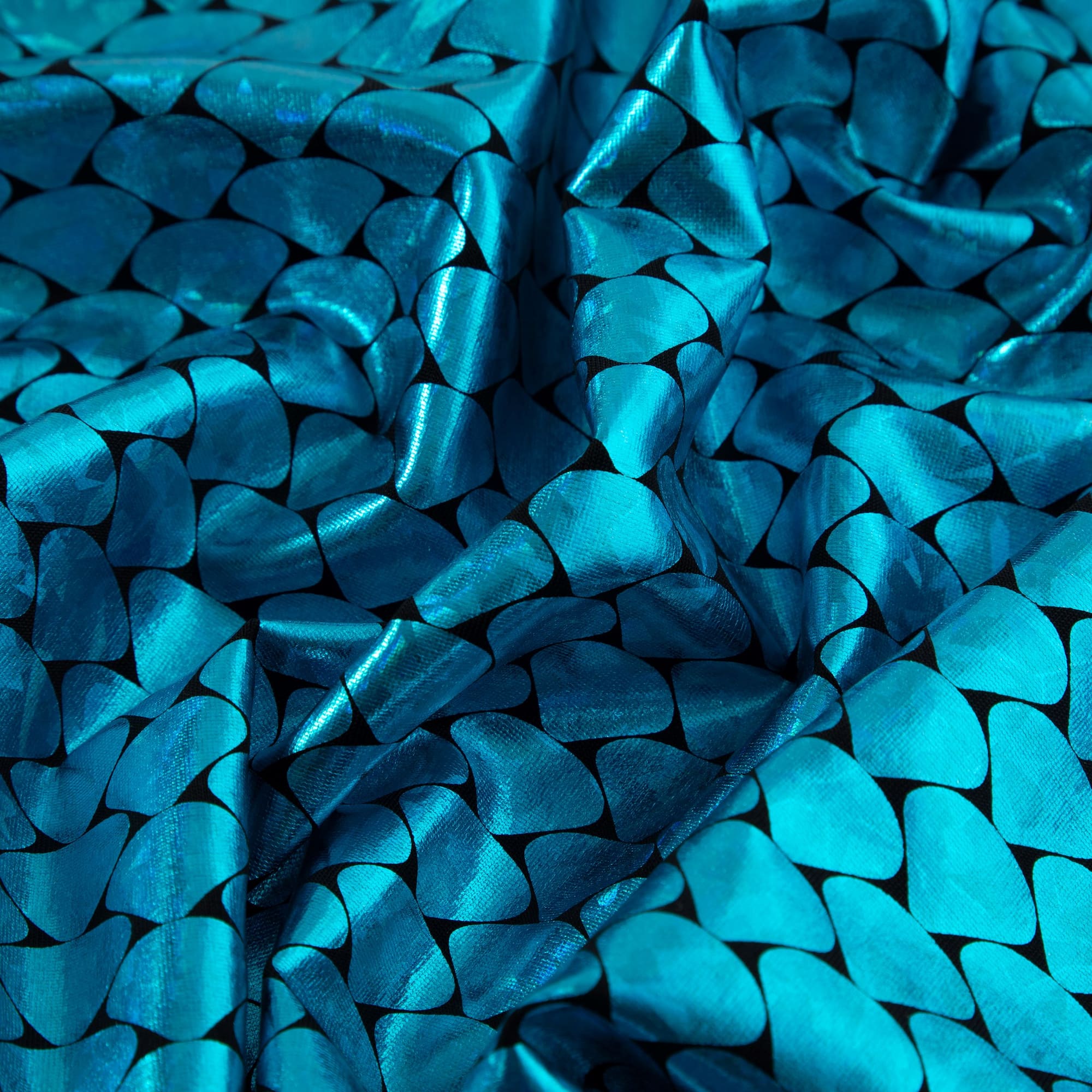 Cosplay by Yaya Han Metallic Turquoise Holographic Mermaid Scales All Way Stretch Jersey Fabric